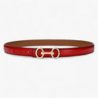 Faux leather belt with a zinc alloy buckle for women
