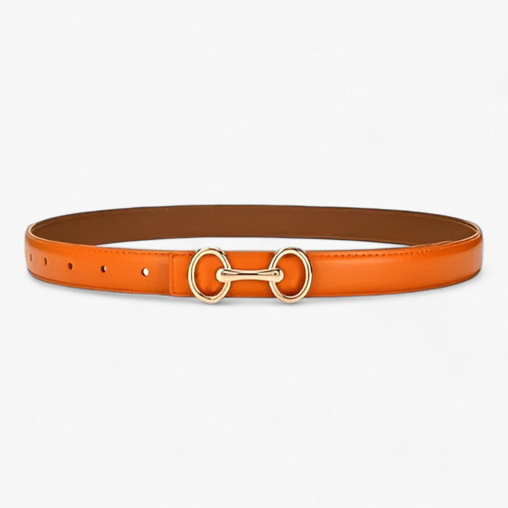 Faux leather belt with a zinc alloy buckle for women