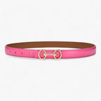 Faux leather belt with a zinc alloy buckle for women
