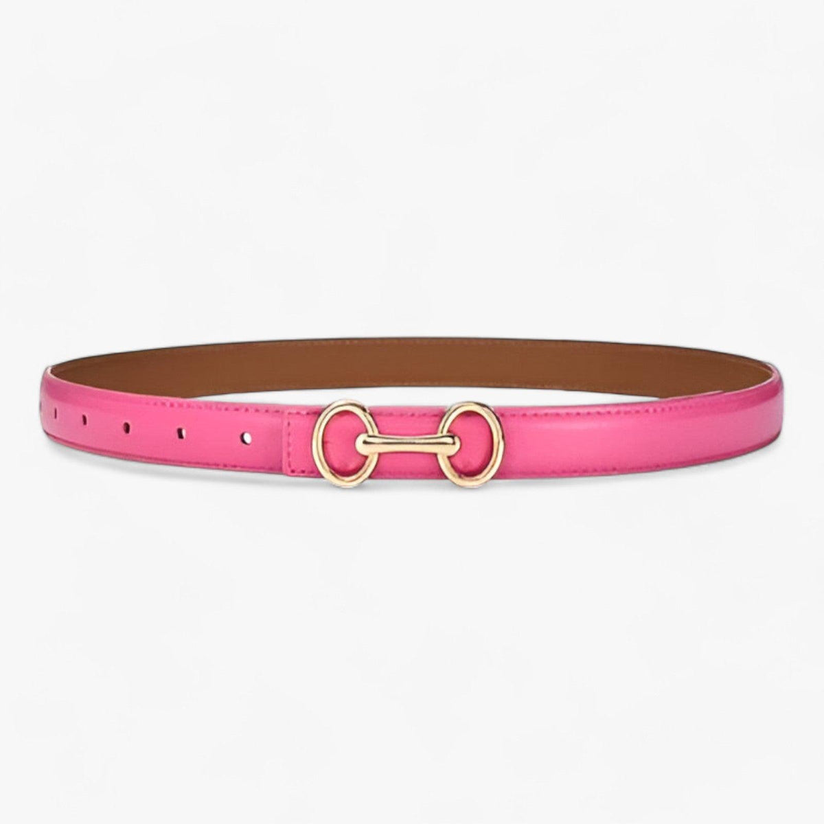 Faux leather belt with a zinc alloy buckle for women