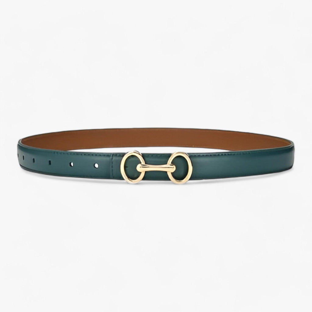 Faux leather belt with a zinc alloy buckle for women