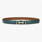 Faux leather belt with a zinc alloy buckle for women