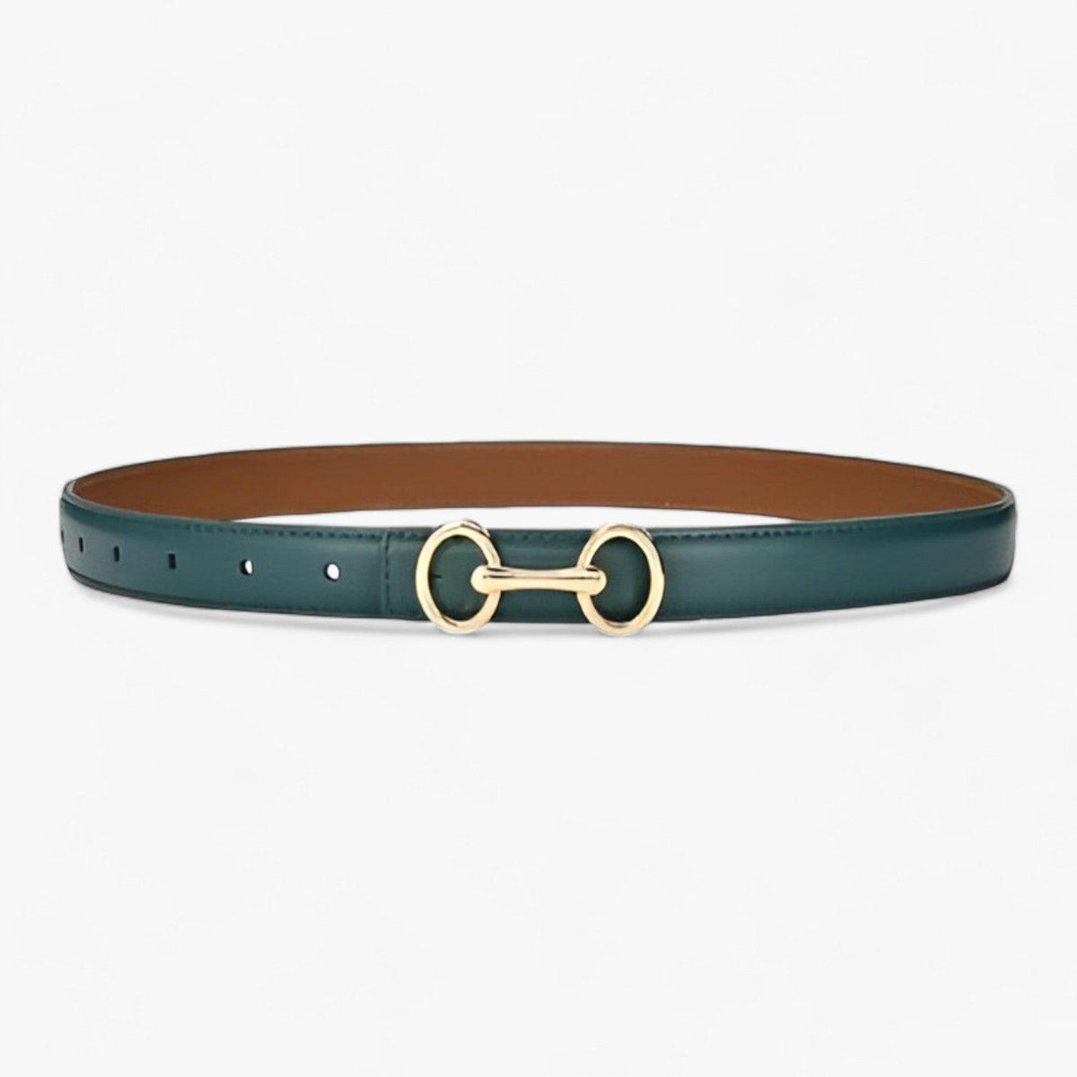 Faux leather belt with a zinc alloy buckle for women