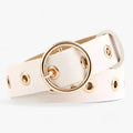 Adjustable Faux Leather Belt with Round Buckle Detail