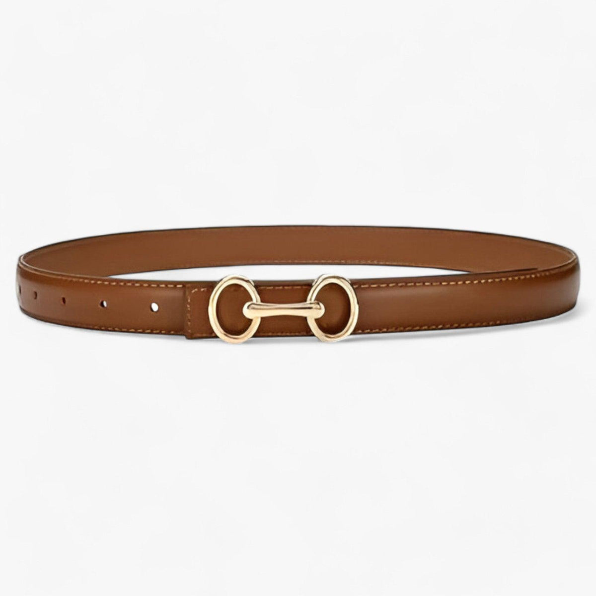 Faux leather belt with a zinc alloy buckle for women