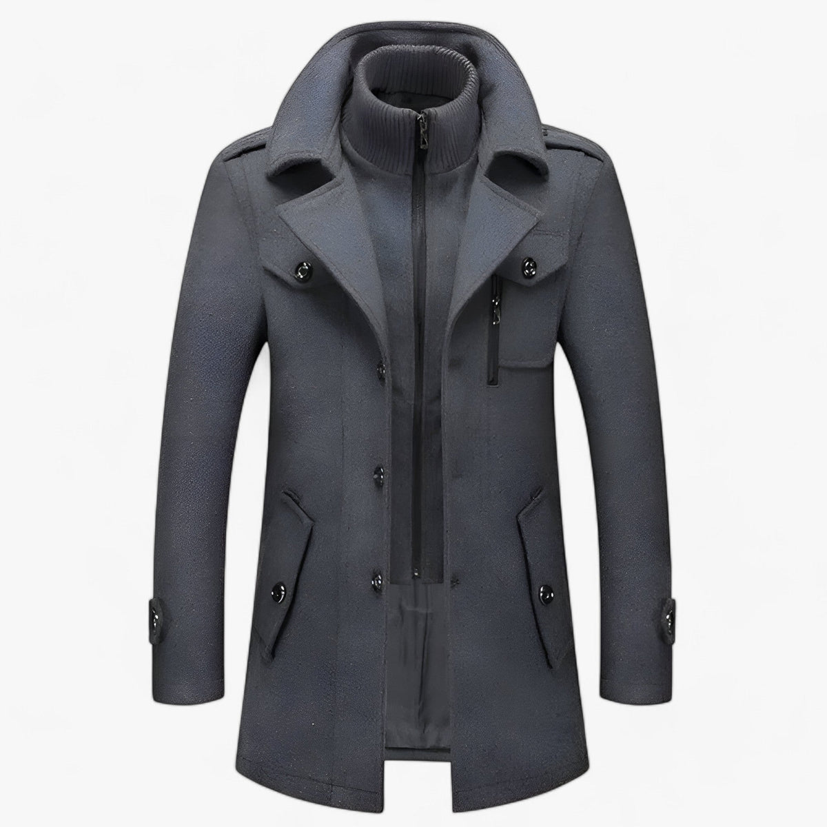 Tailored Long Coat with Weather-Resistant Shell for Men