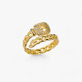 Belt-Style Ring with Sparkling Zircon Stone Detailing