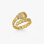 Belt-Style Ring with Sparkling Zircon Stone Detailing