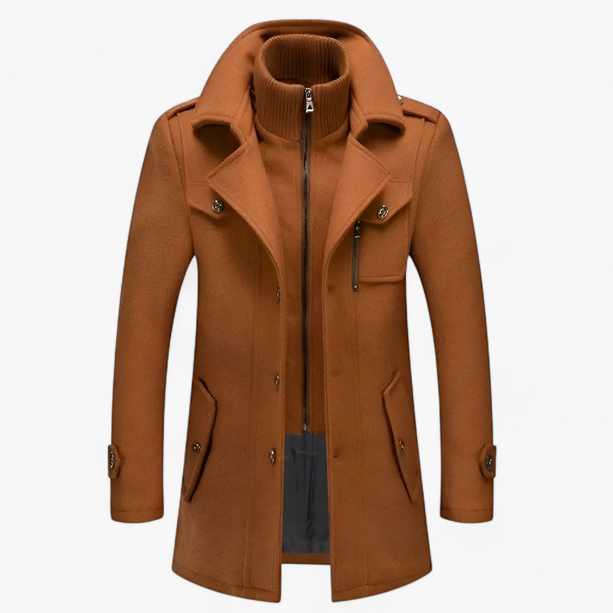 Tailored Long Coat with Weather-Resistant Shell for Men