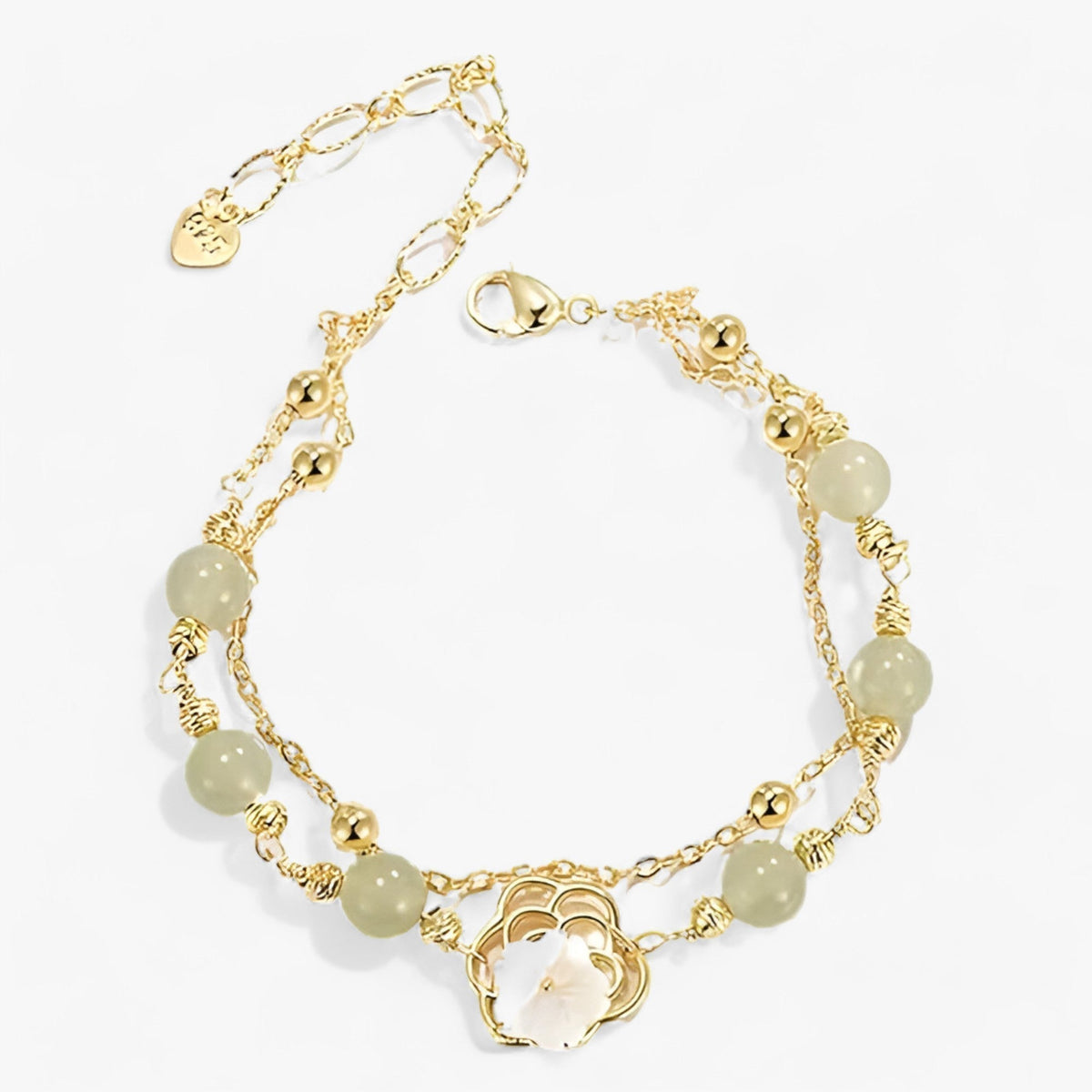 Double Flower Bracelet with Ring Chain Detail