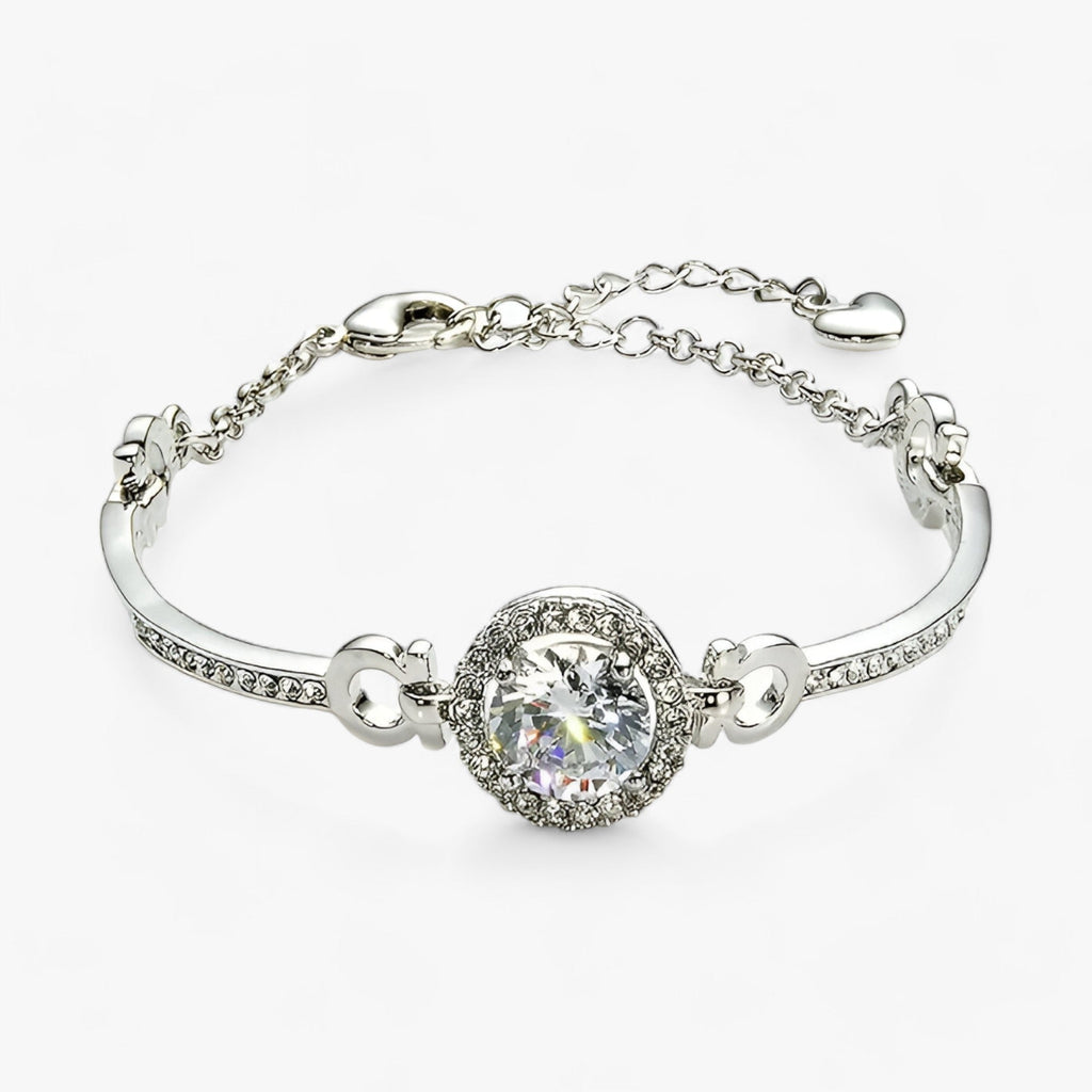 Round Crystal Bracelet in Gold or Silver Tone for Everyday Wear