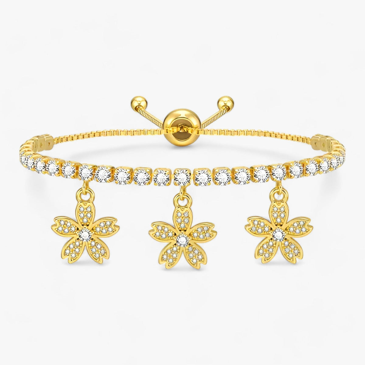 Pulsera de charms con colgante de flor de circonita cúbica