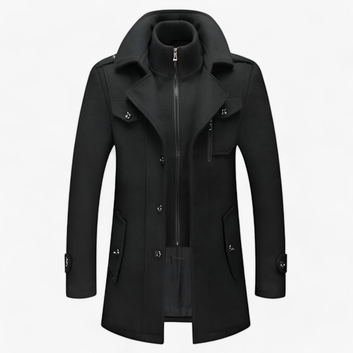 Tailored Long Coat with Weather-Resistant Shell for Men