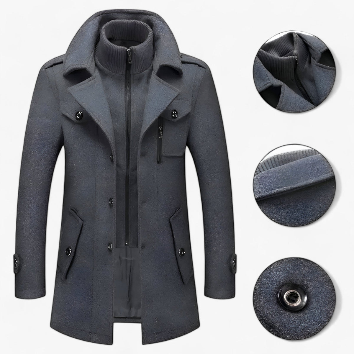 Tailored Long Coat with Weather-Resistant Shell for Men