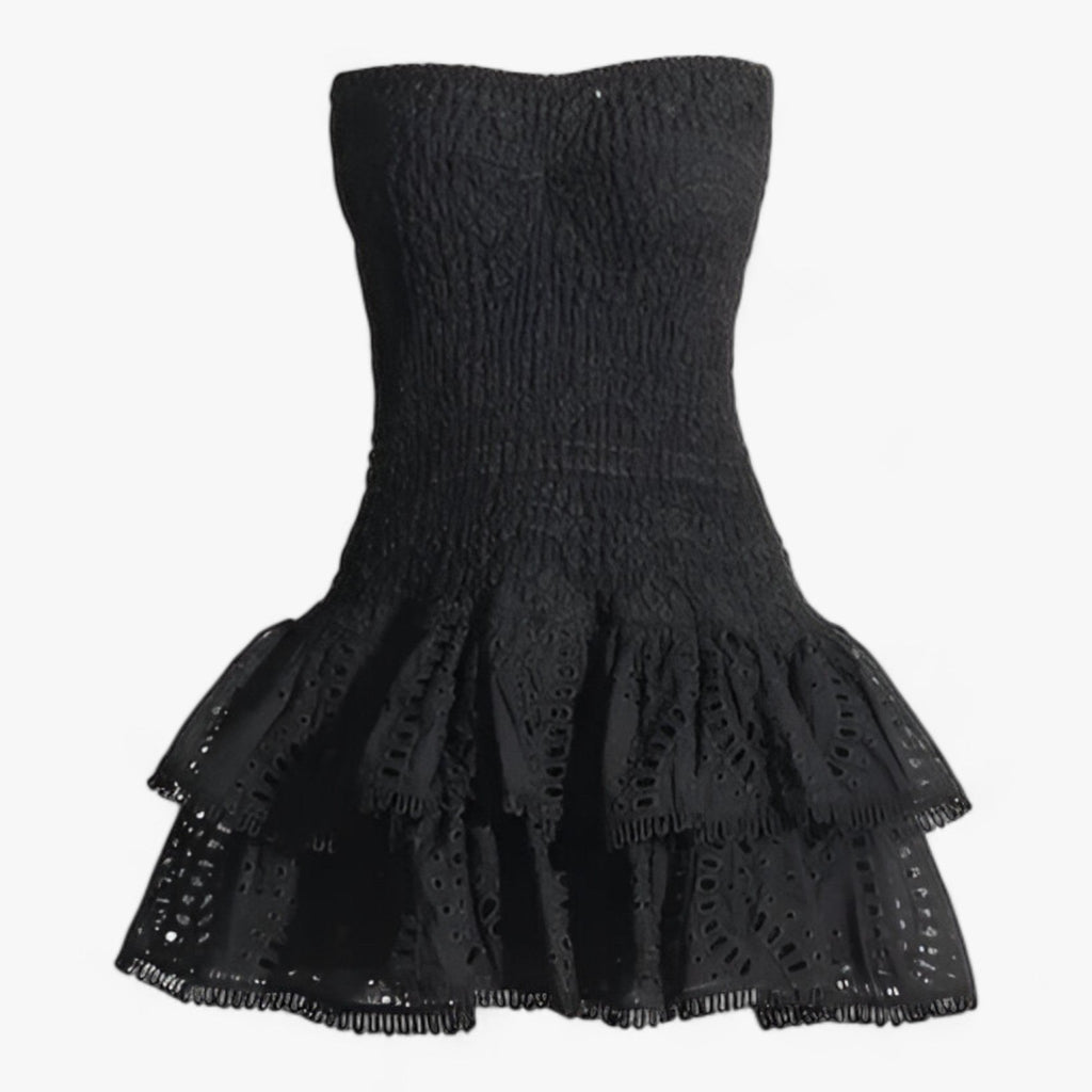 Off-Shoulder Patchwork Mini Dress with Cut-Out Waist