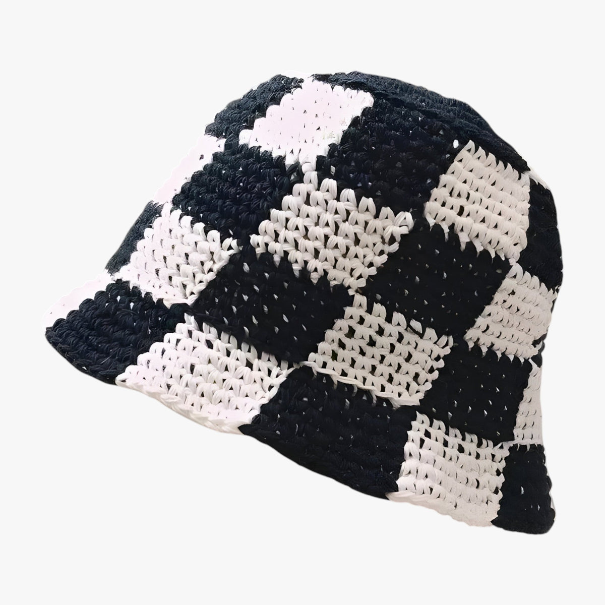 Hand-Crocheted Checkered Pattern House Slippers
