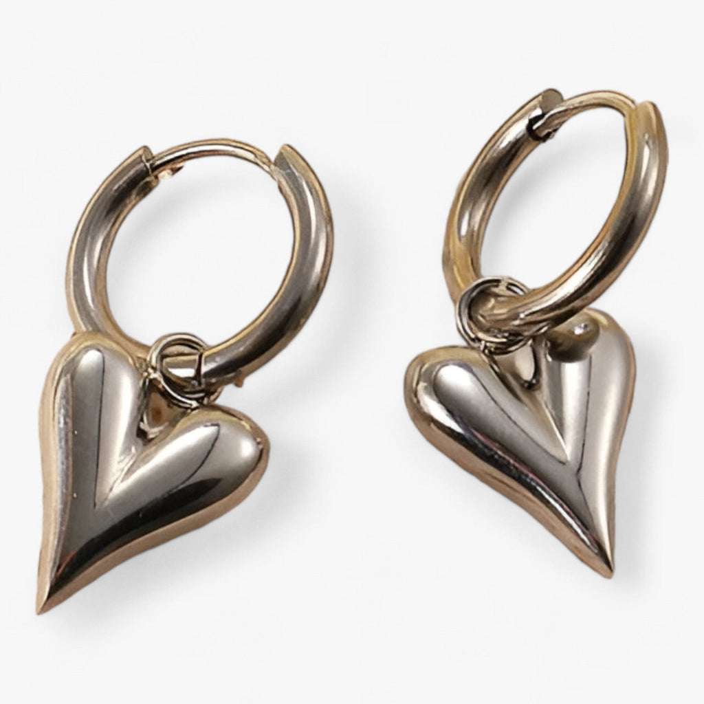 Heart Huggie Hoop Earrings with Tarnish-Resistant Finish