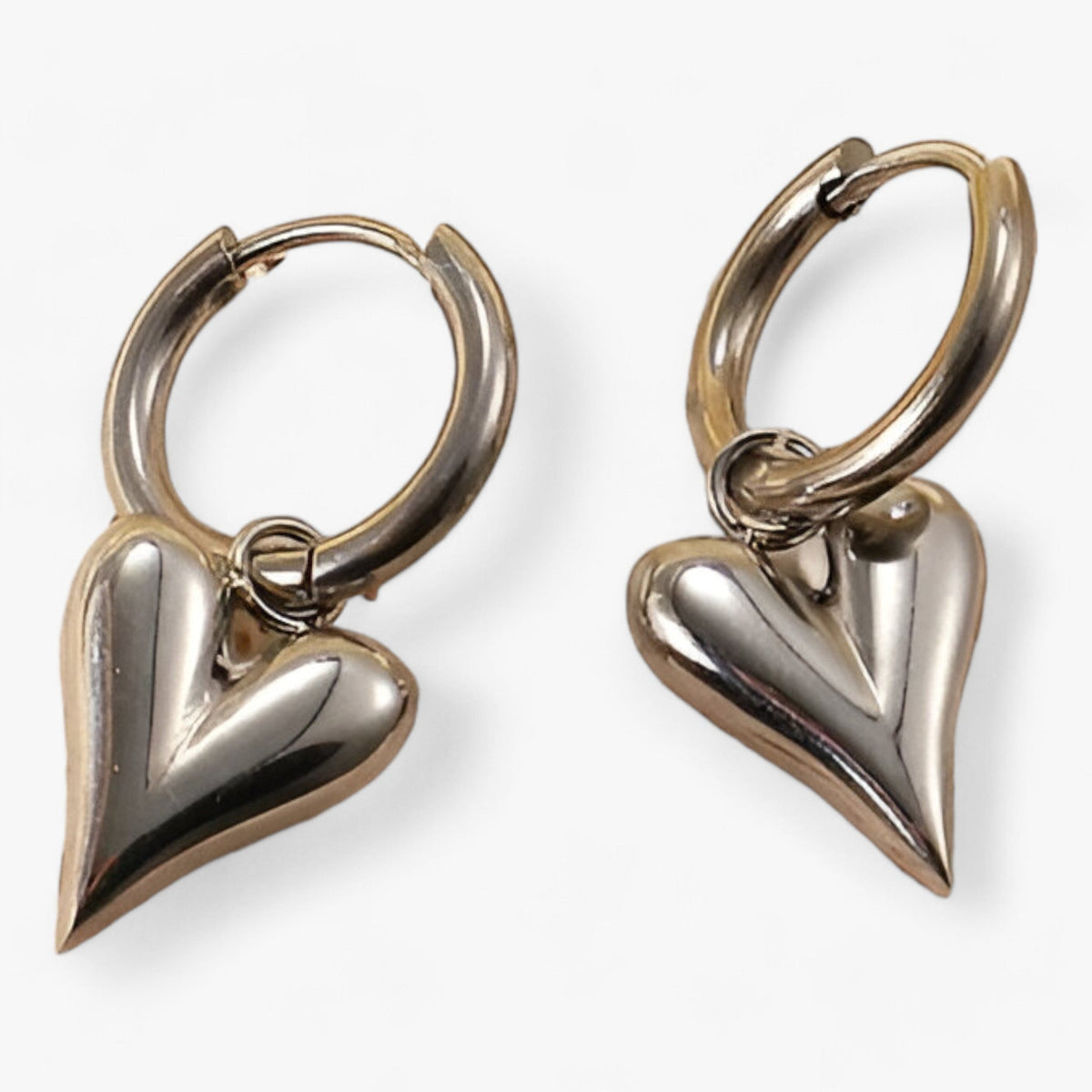 Heart Huggie Hoop Earrings with Tarnish-Resistant Finish
