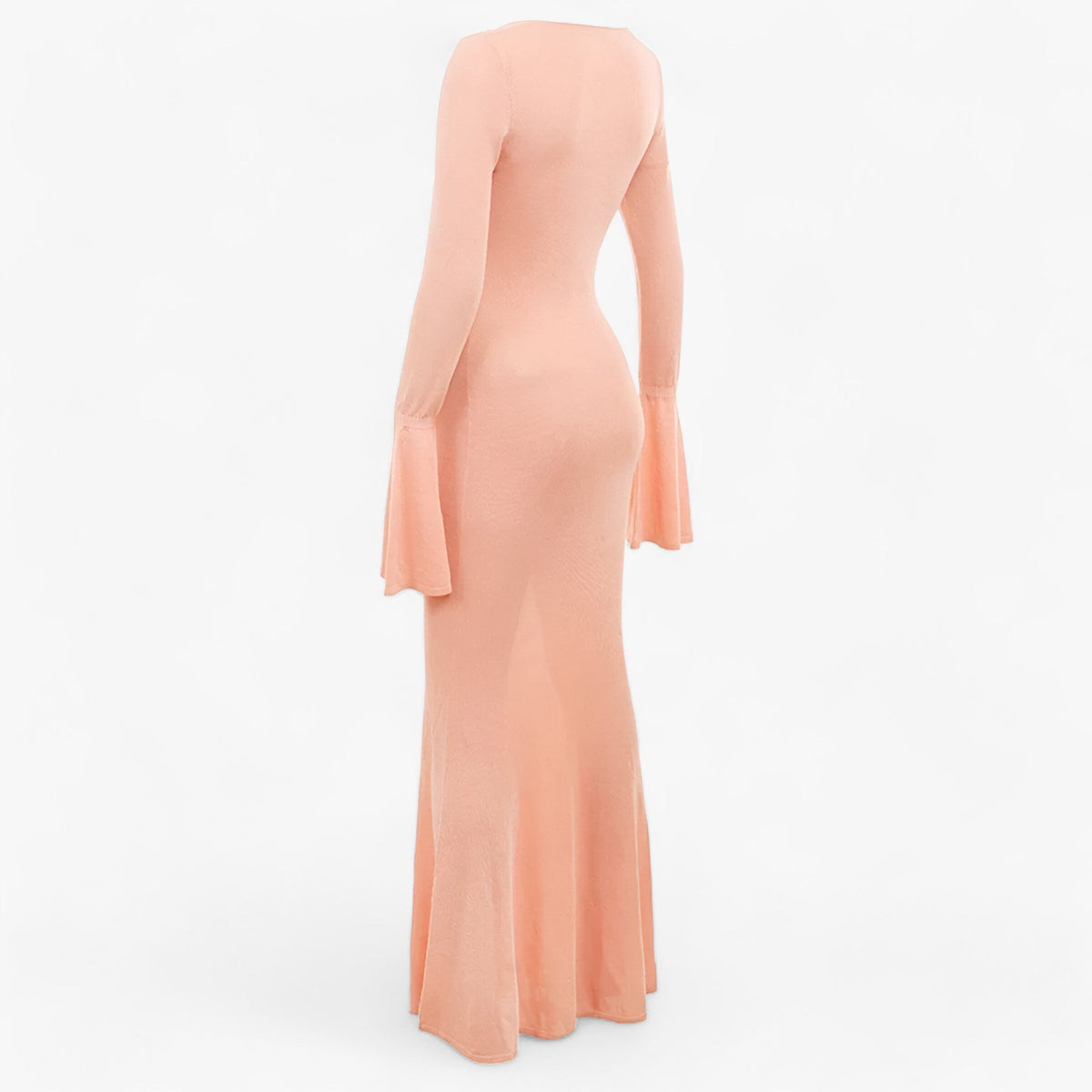 Vestido largo de punto ceñido con escote en U caído