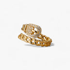 Belt-Style Ring with Sparkling Zircon Stone Detailing