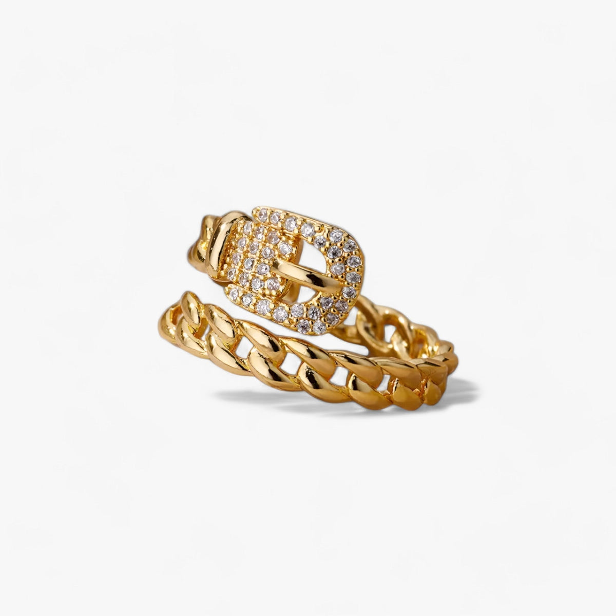 Belt-Style Ring with Sparkling Zircon Stone Detailing