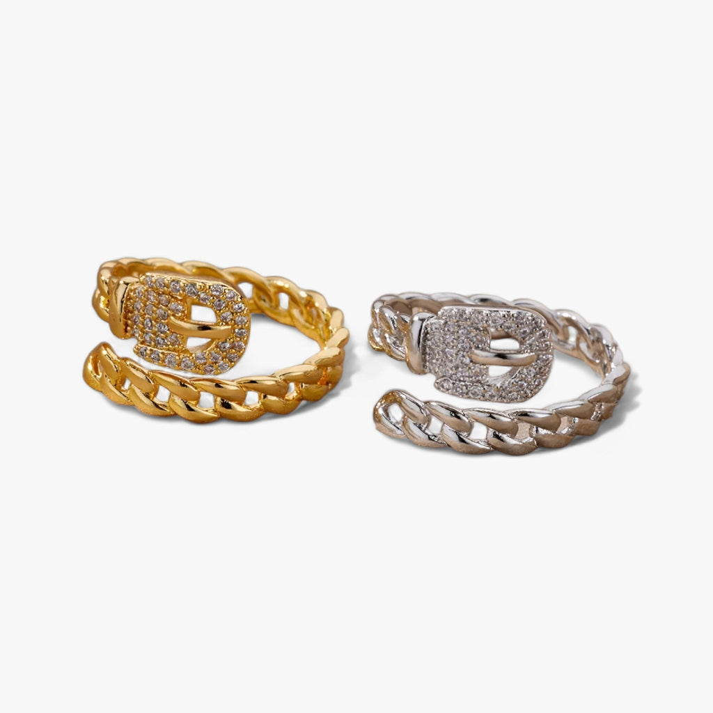 Belt-Style Ring with Sparkling Zircon Stone Detailing
