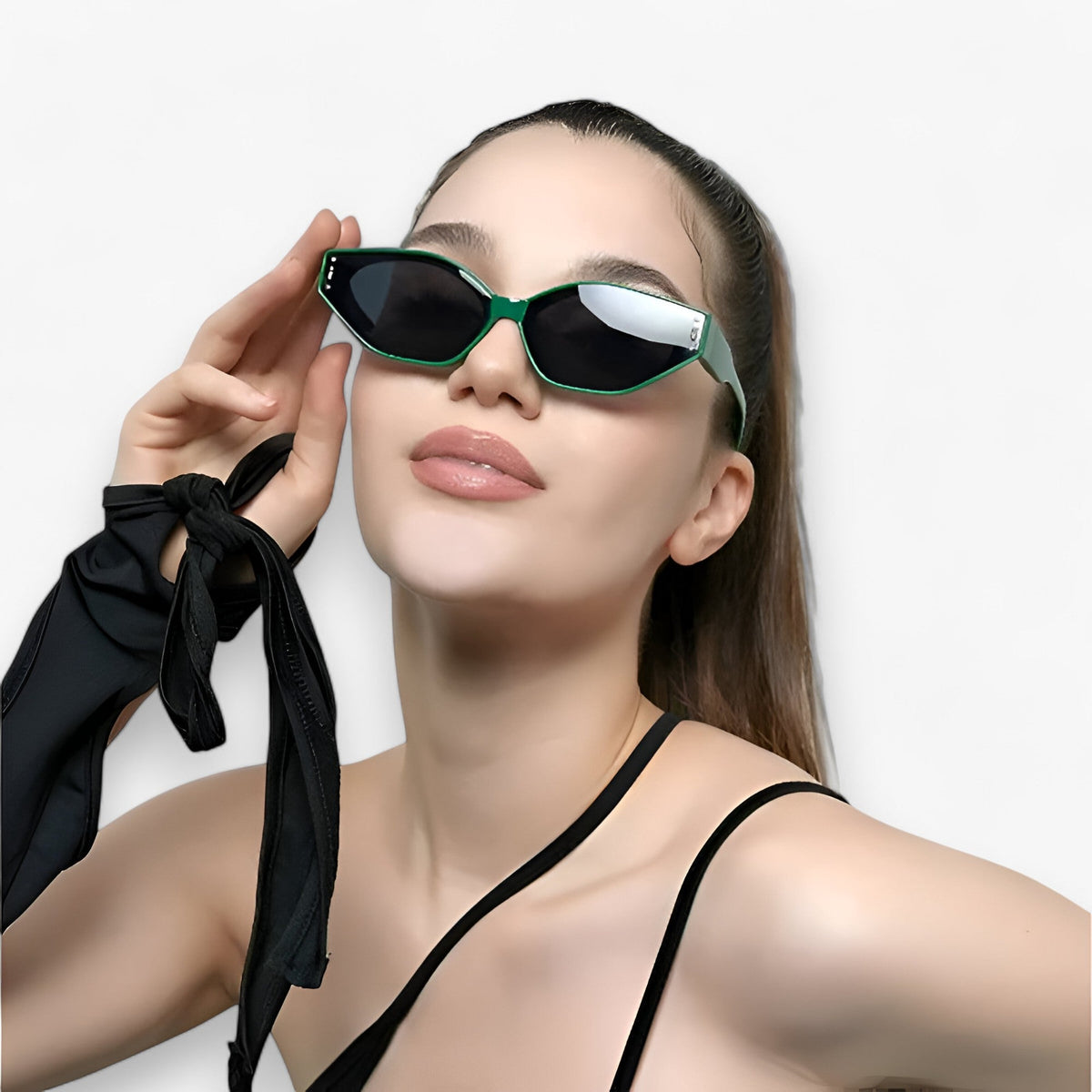 Irregular-frame sunglasses with a sculptural silhouette