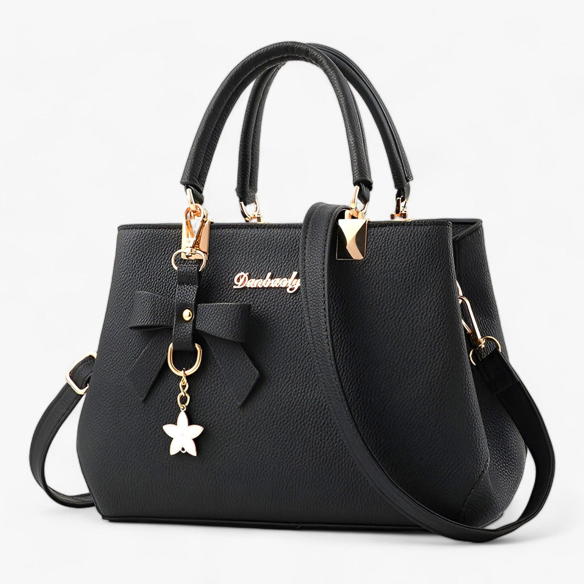 Crossbody Shoulder Bag with Flower Pendant Detail