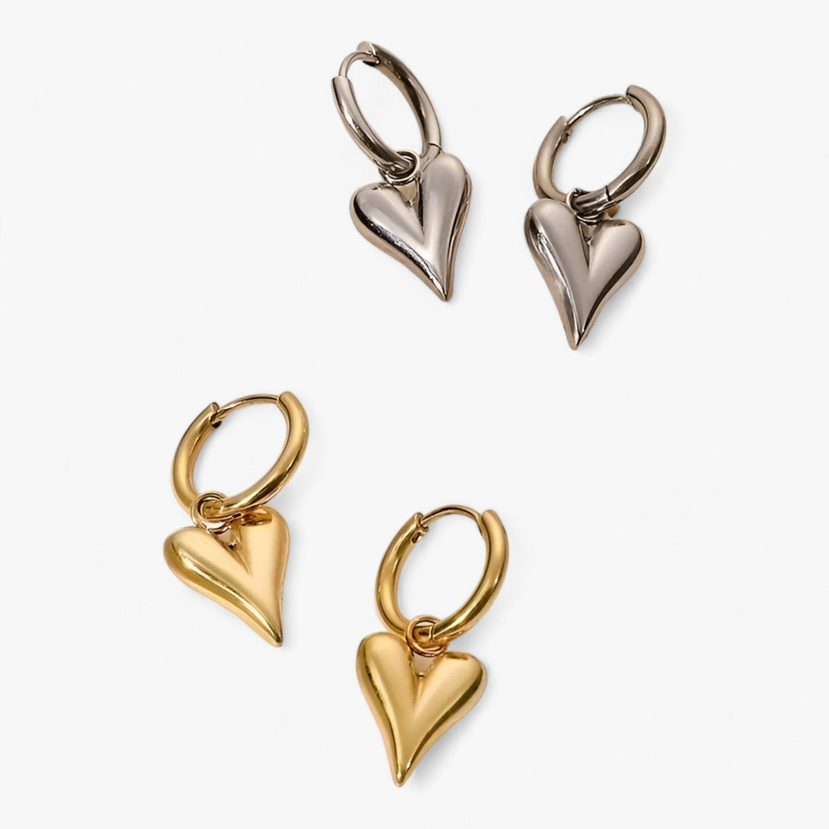 Heart Huggie Hoop Earrings with Tarnish-Resistant Finish