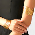 Stainless Steel Bracelet with Cut-Out Leaf Pattern