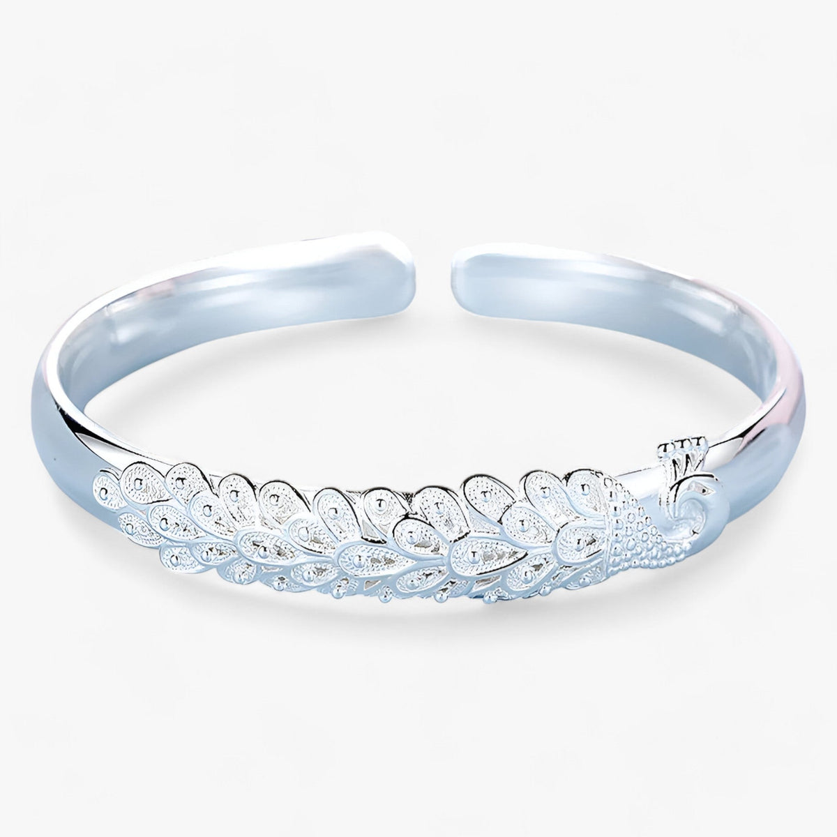 Open Peacock Pattern Statement Bracelet in Metal