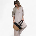 Cotton-Linen Leisure Set with Relaxed Loose Fit