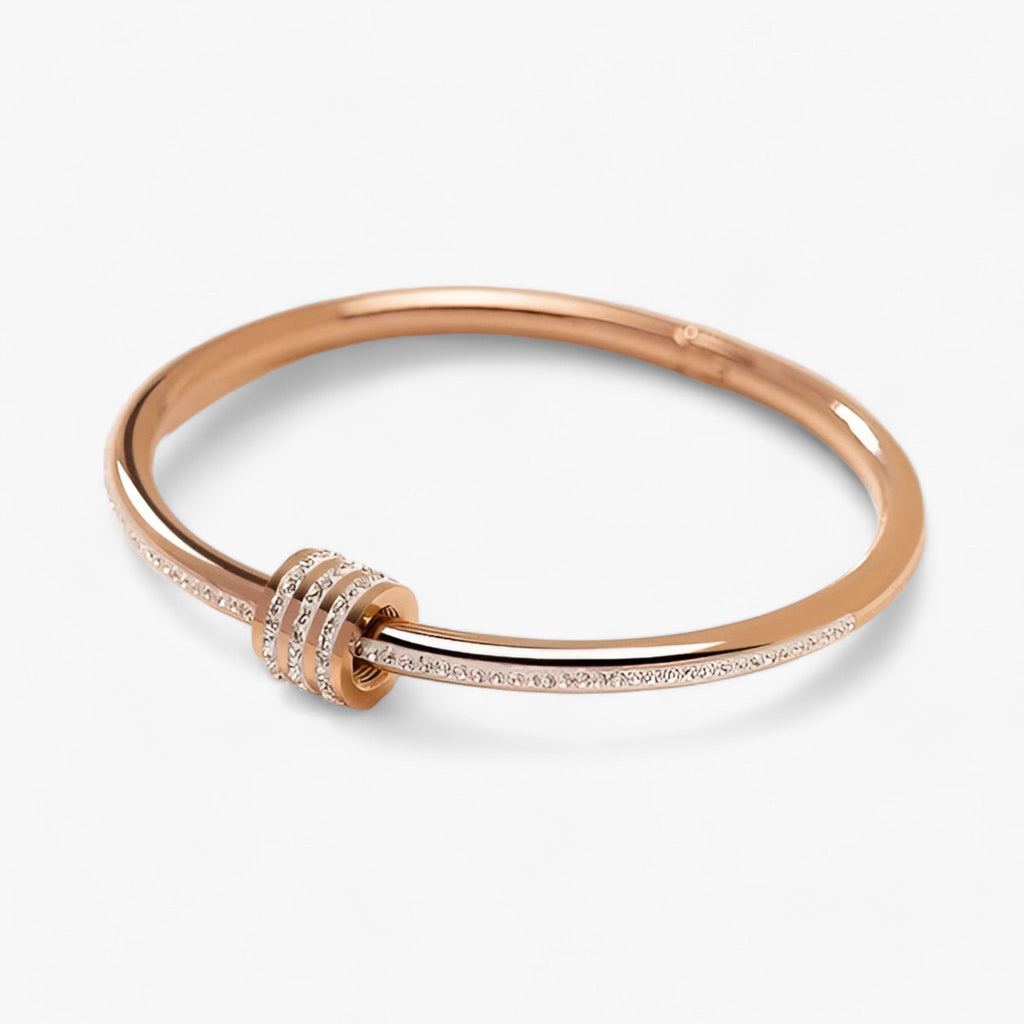Stainless steel bracelet with zircon and screw detail