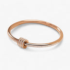 Stainless steel bracelet with zircon and screw detail