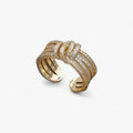 Anillo de diseño abierto con circonita en tono dorado o plata