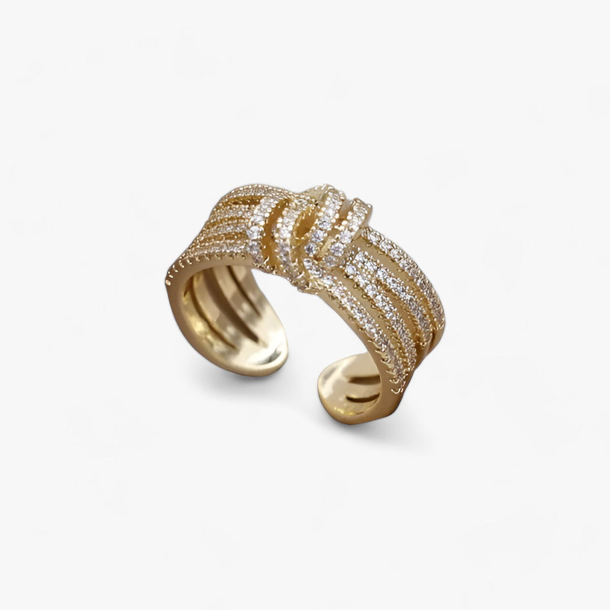 Zirconia Ring with Open Design in Gold or Silver Tone