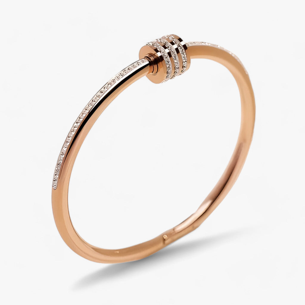 Stainless steel bracelet with zircon and screw detail