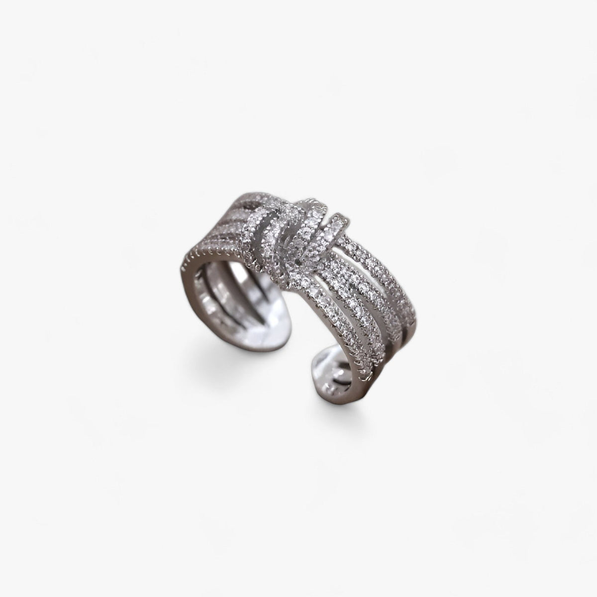 Zirconia Ring with Open Design in Gold or Silver Tone
