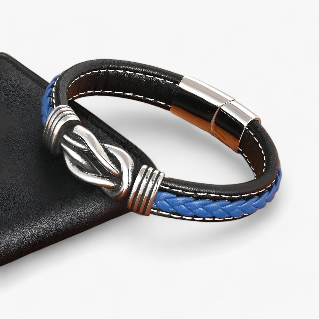 Faux Leather Bracelet with Stainless Steel Magnetic Clasp