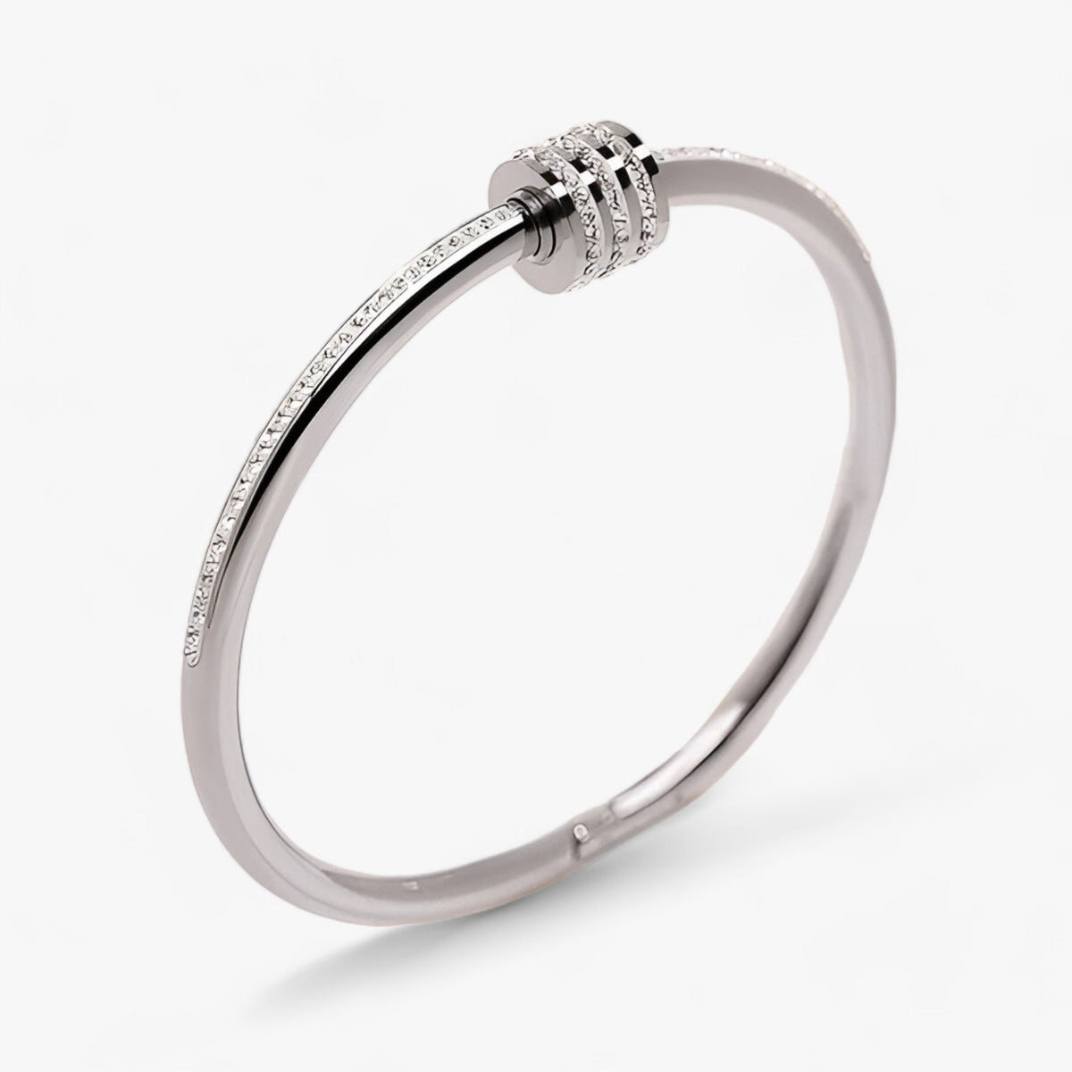 Stainless steel bracelet with zircon and screw detail