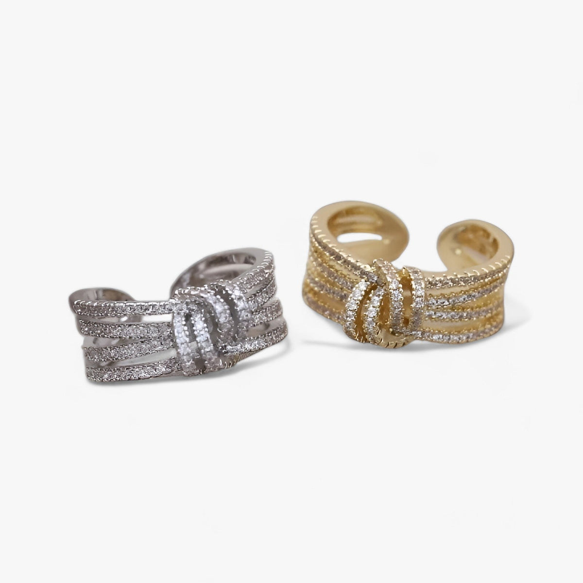 Zirconia Ring with Open Design in Gold or Silver Tone