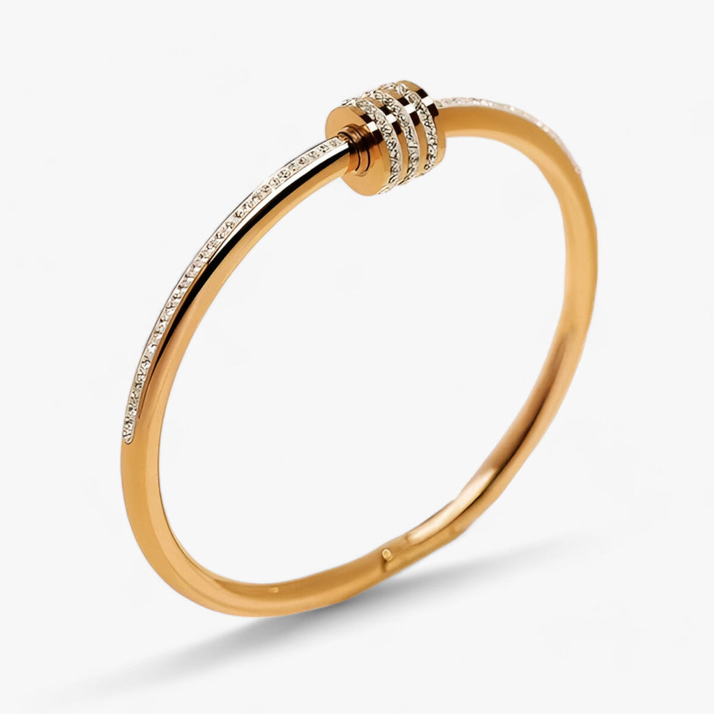 Stainless steel bracelet with zircon and screw detail