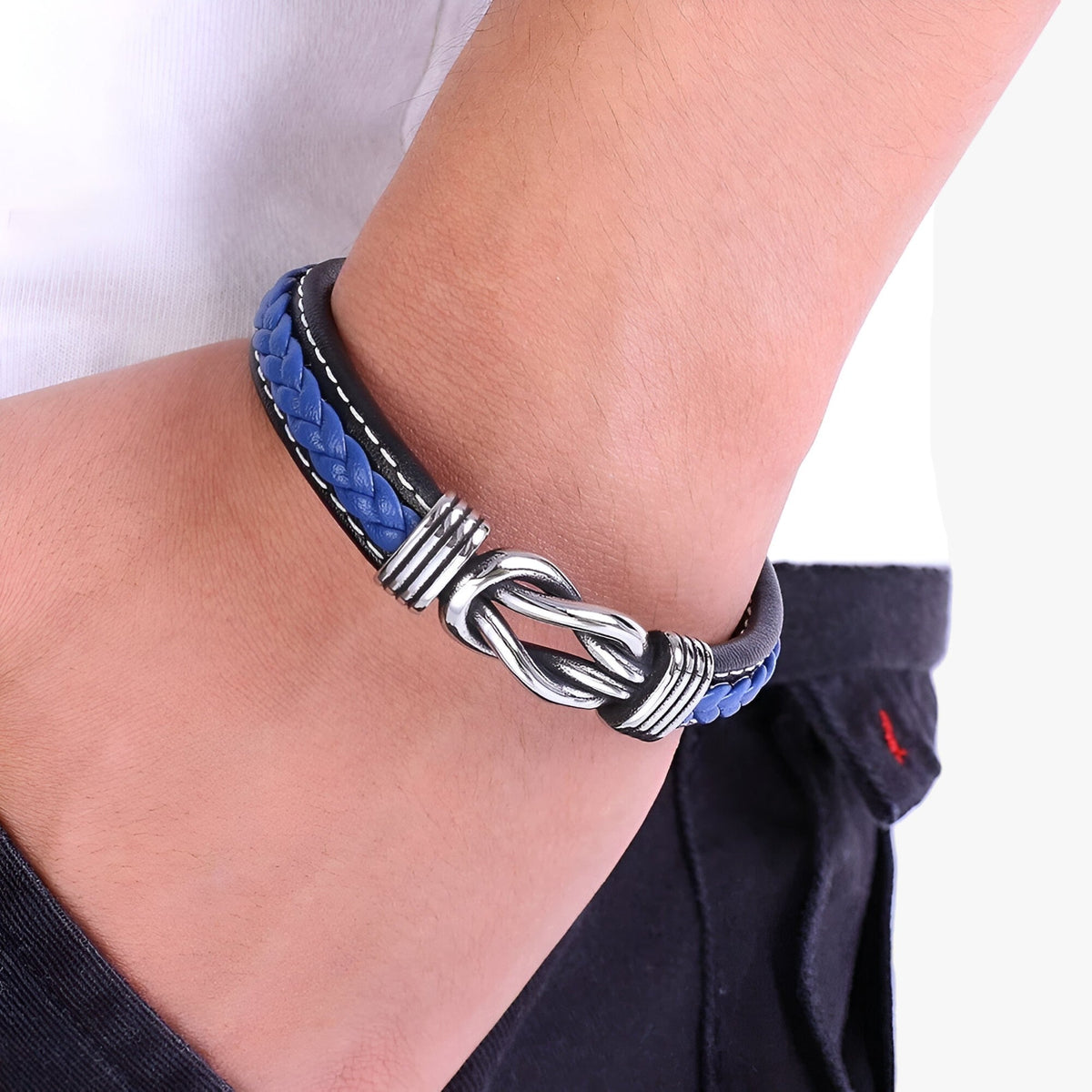 Faux Leather Bracelet with Stainless Steel Magnetic Clasp