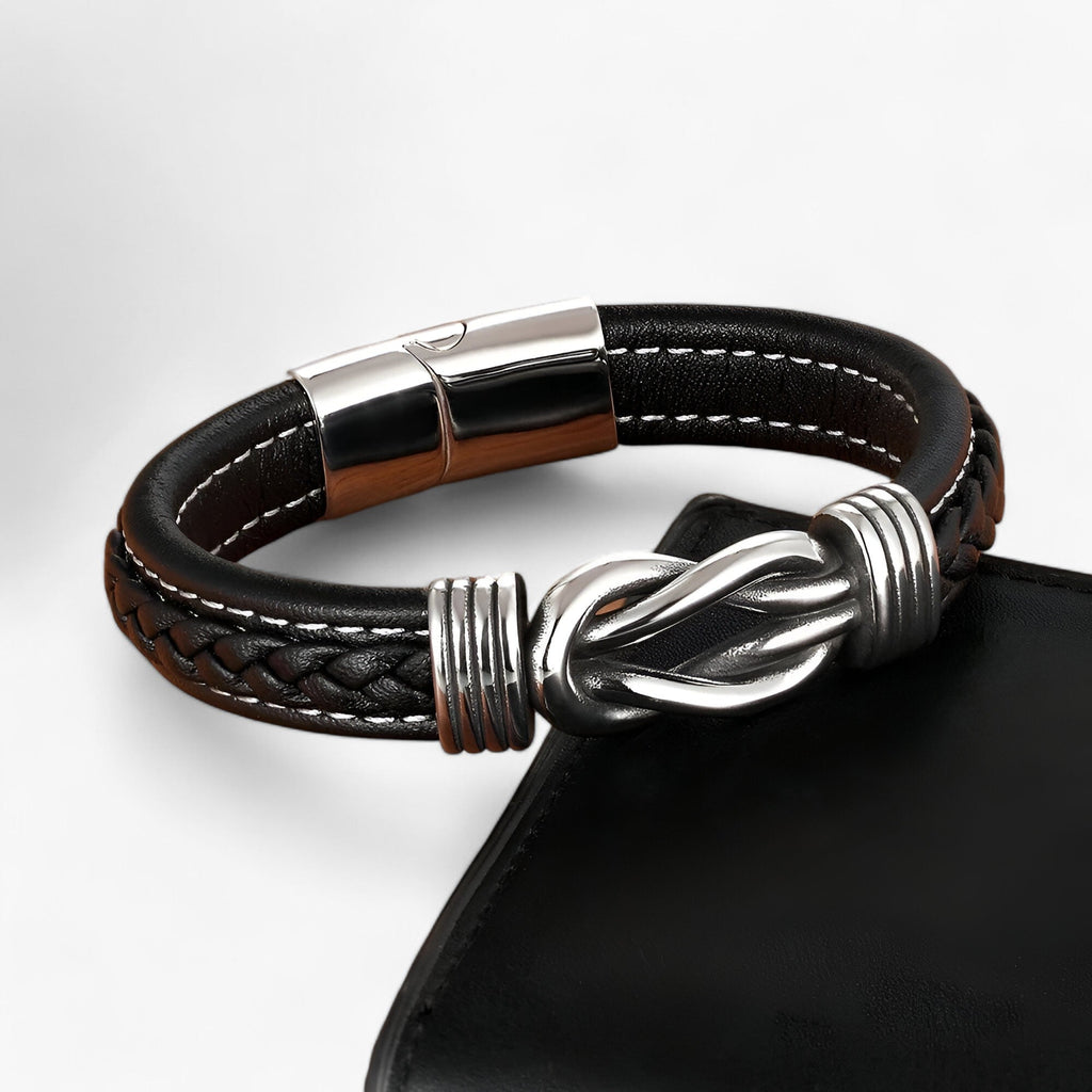 Faux Leather Bracelet with Stainless Steel Magnetic Clasp