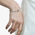 Stainless steel bracelet with zircon and screw detail