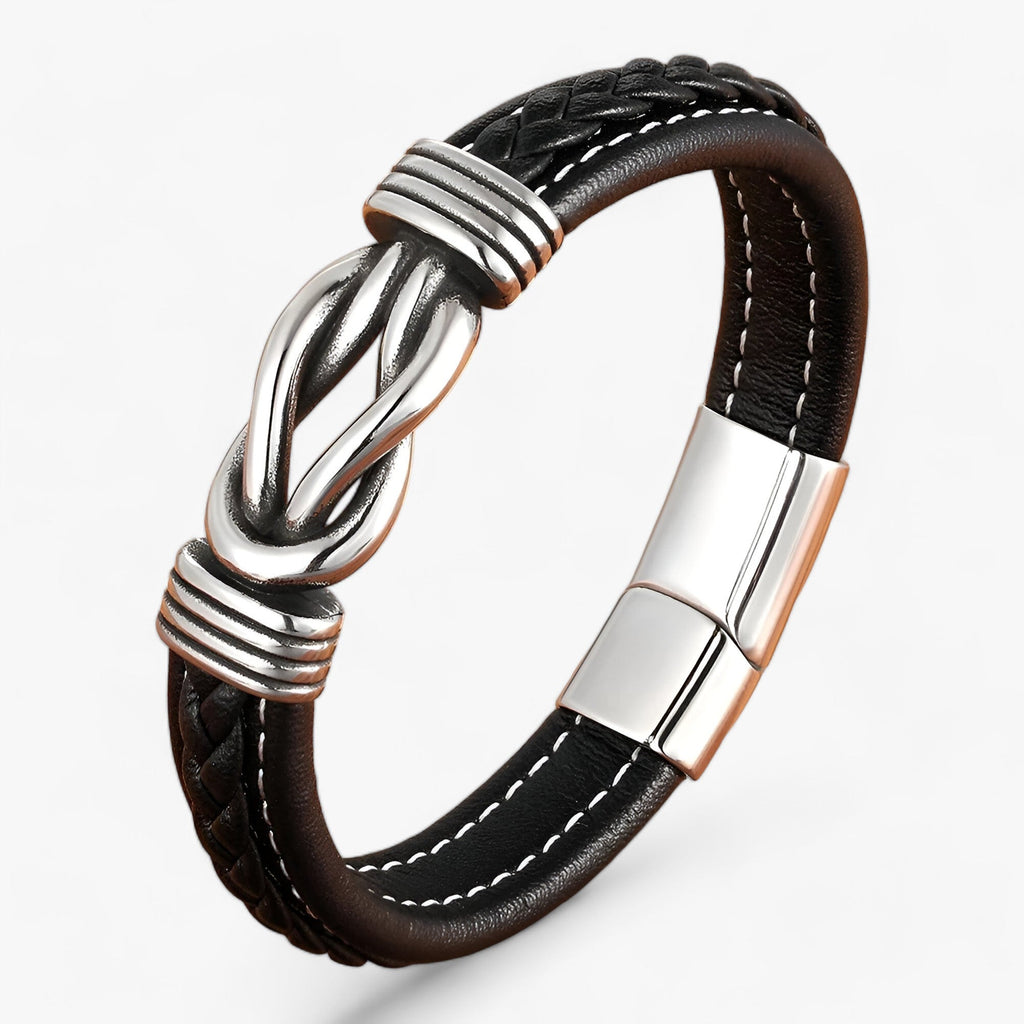 Faux Leather Bracelet with Stainless Steel Magnetic Clasp