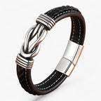 Faux Leather Bracelet with Stainless Steel Magnetic Clasp