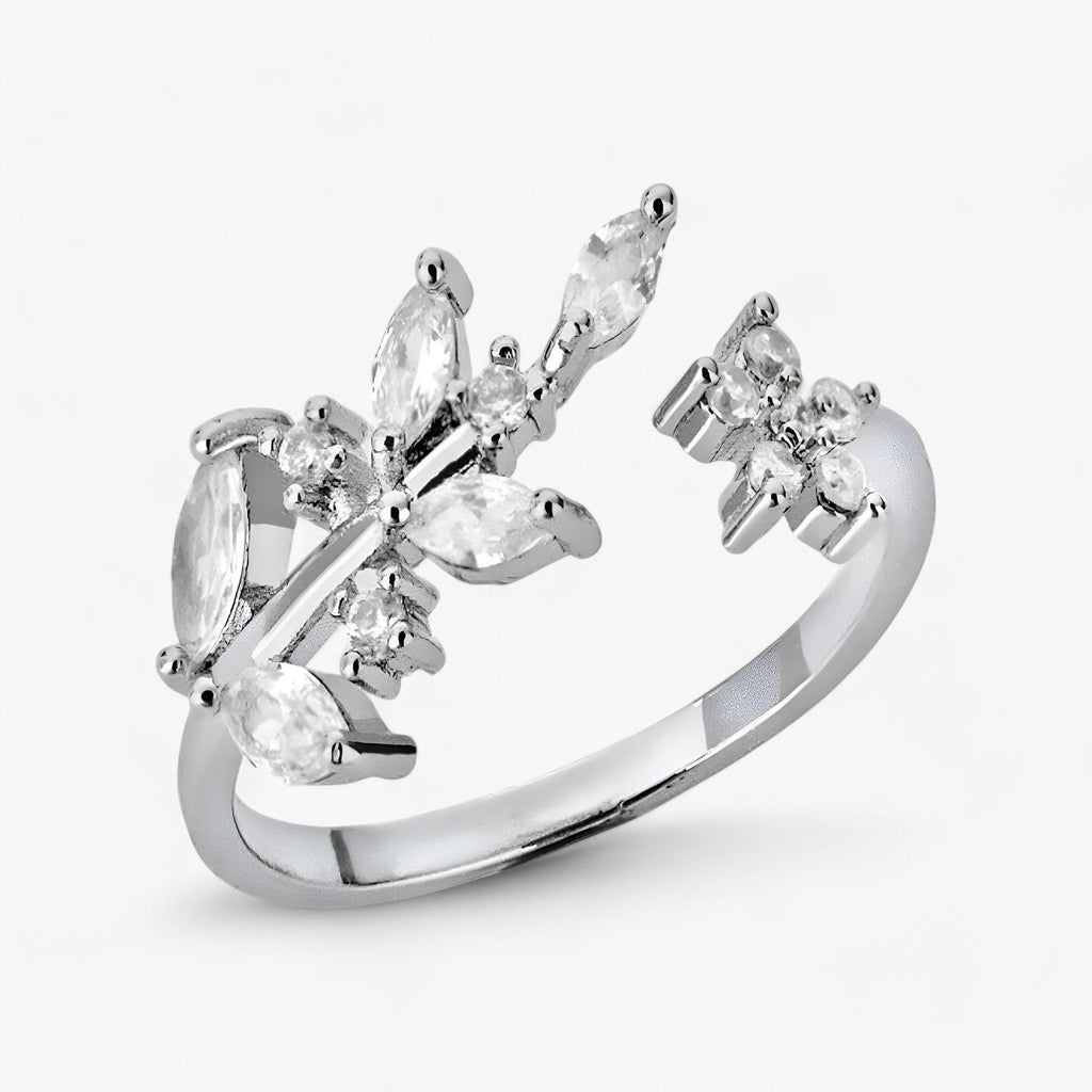 Zircon Leaf Ring with Open Nature-Inspired Design