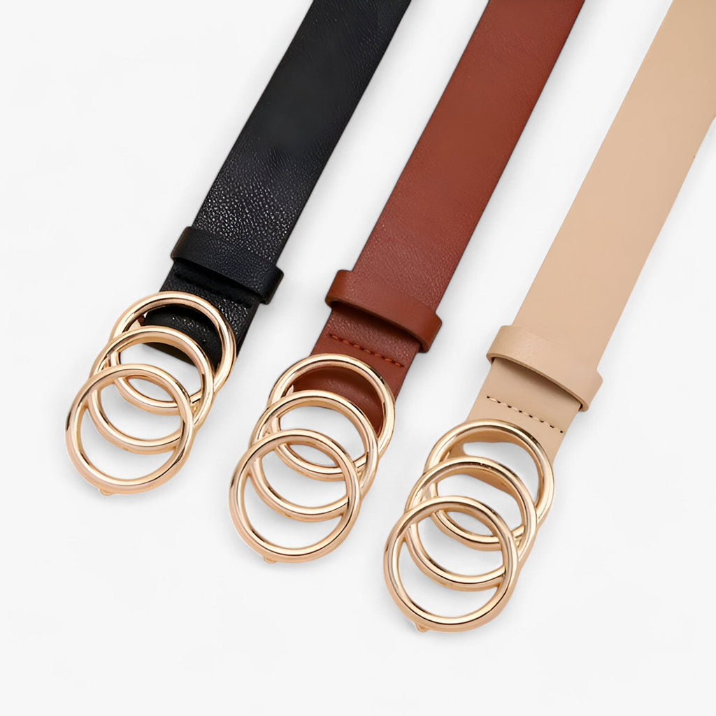 Three-Ring Alloy Buckle Belt for Any Occasion
