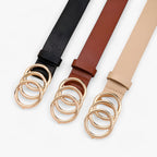 Three-Ring Alloy Buckle Belt for Any Occasion